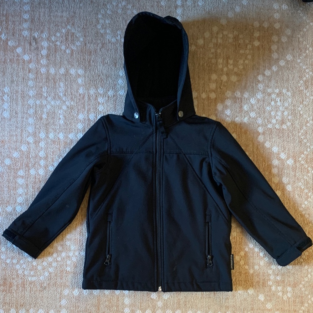 Kids Black Fleece Lined Softshell Jacket